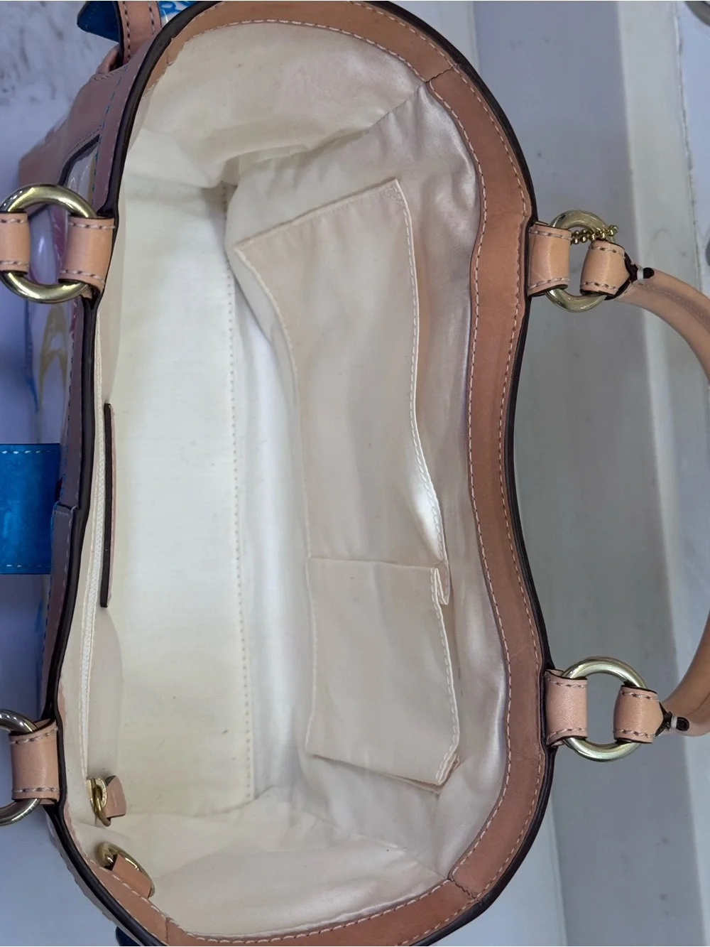 Coach Multicolor Logo Print Boxy  Tote w/ Tan Leather - Vintage -Limited Edition